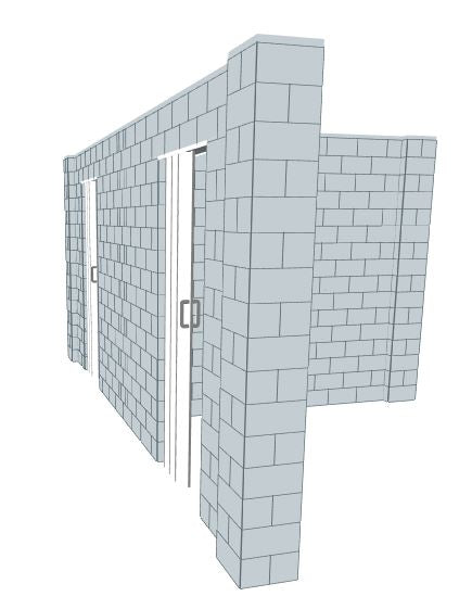 T Shaped Wall - W/ Door - 8 x 18 x 8 Ft